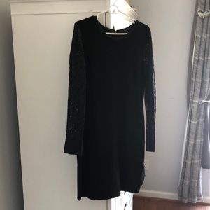 Kenneth Cole New York long sleeve lace black dress